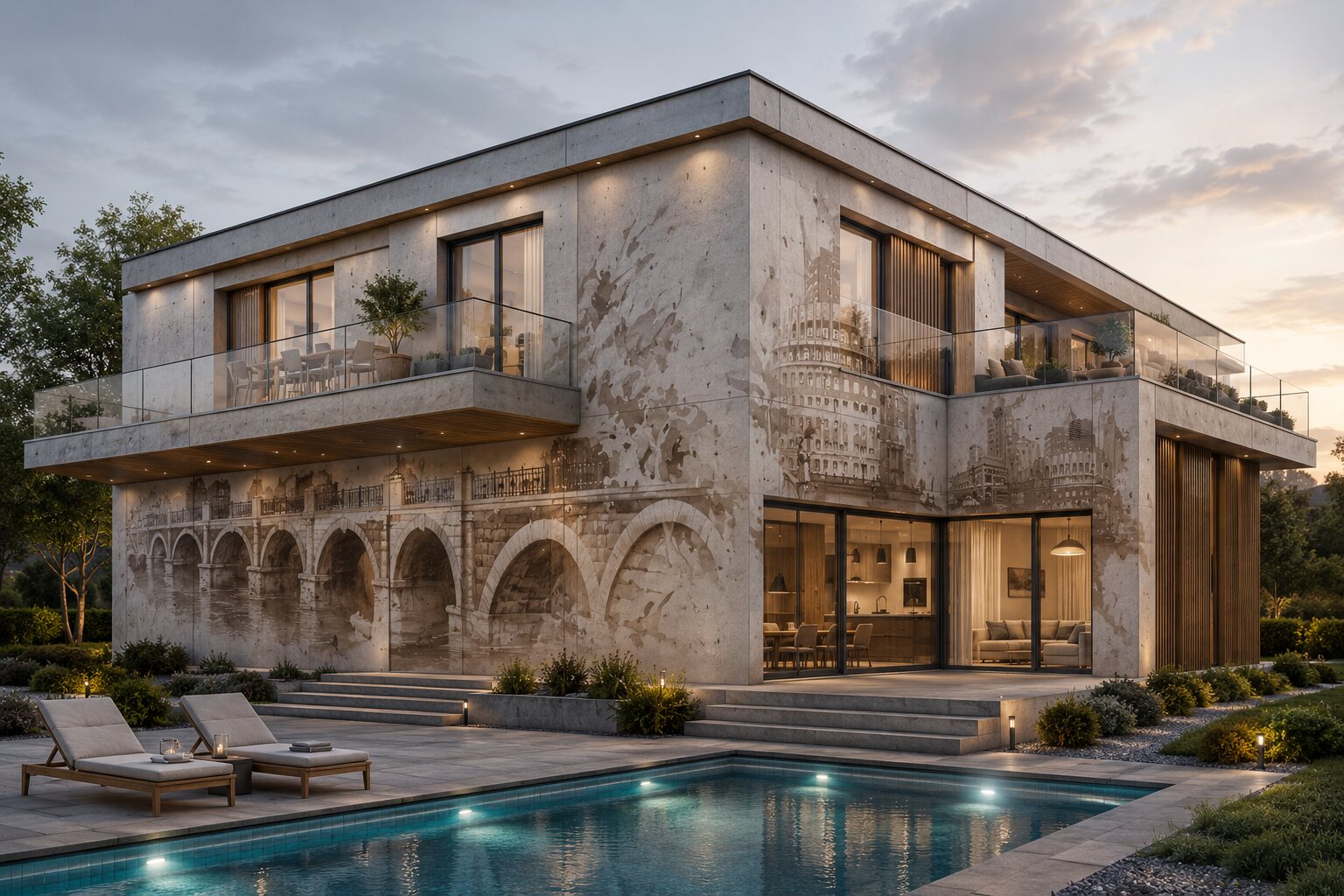 Двухэтажный модульный железобетонный дом TRANSFORMER HOUSE с бассейном