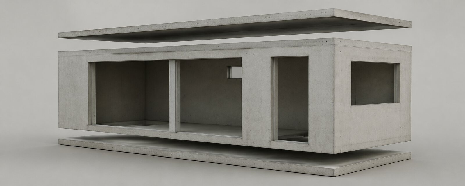 Монолитный железобетонный модуль TRANSFORMER HOUSE в разрезе