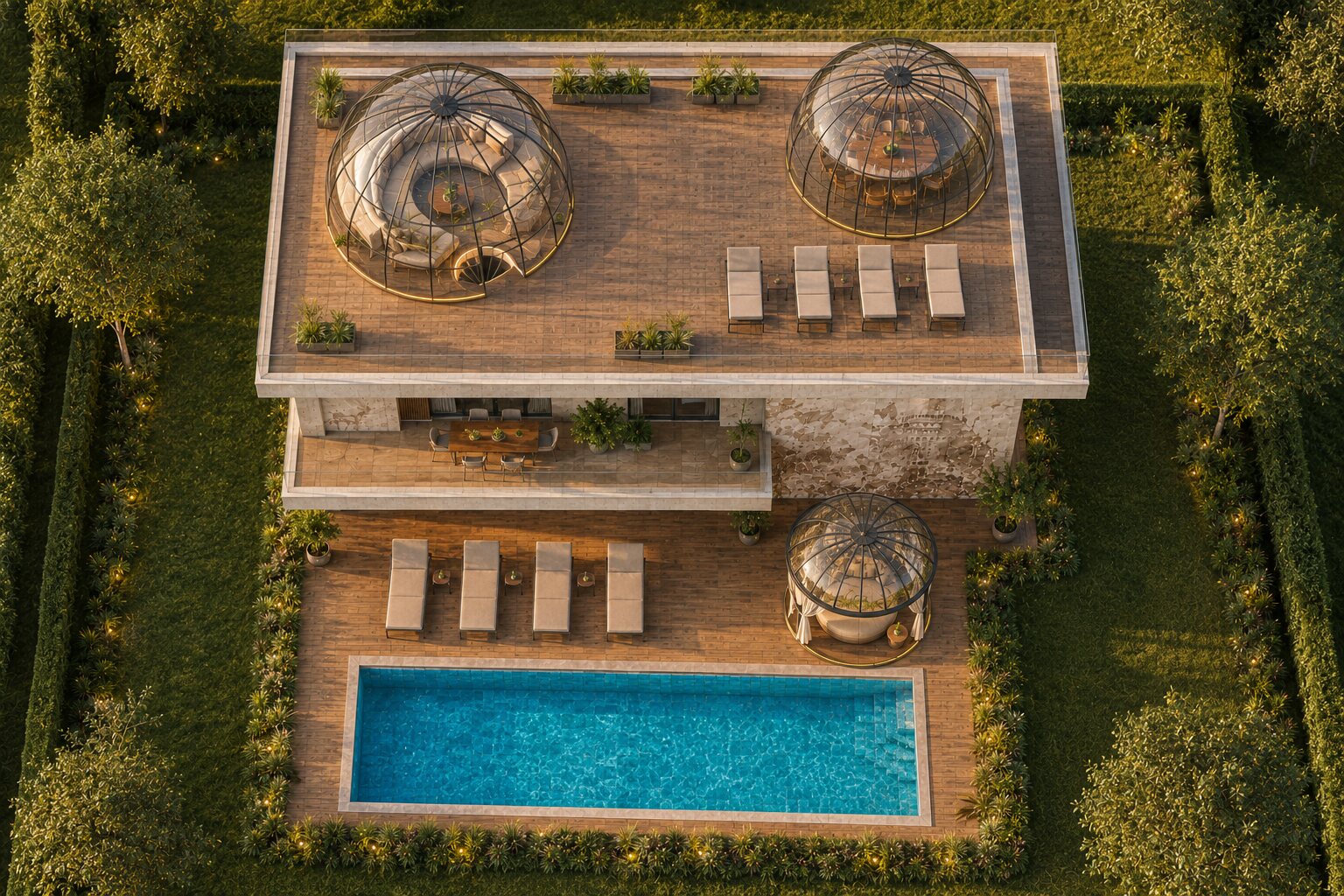 Дом TRANSFORMER HOUSE с эксплуатируемой террасой на крыше — вид сверху